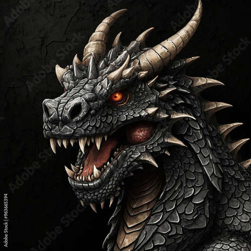 dragon head isolated on black