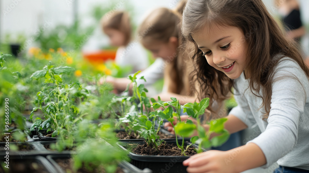 Show schools or community centers teaching environmental sustainability, renewable energy, and eco-friendly practices. Include greenhouses, nature classes, and environmental workshops. Show schools or community centers teaching environmental sustainability, renewable energy, and eco-friendly practices. Include greenhouses, nature classes, and environmental workshops.