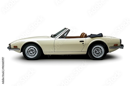 Retro charm of a sports convertible, isolated on white to emphasize classic lines.