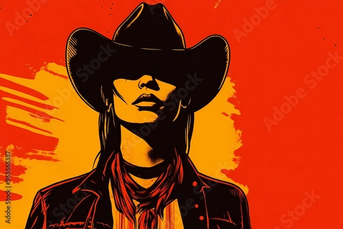 background image of a cowboy woman, western illustration style, western.  