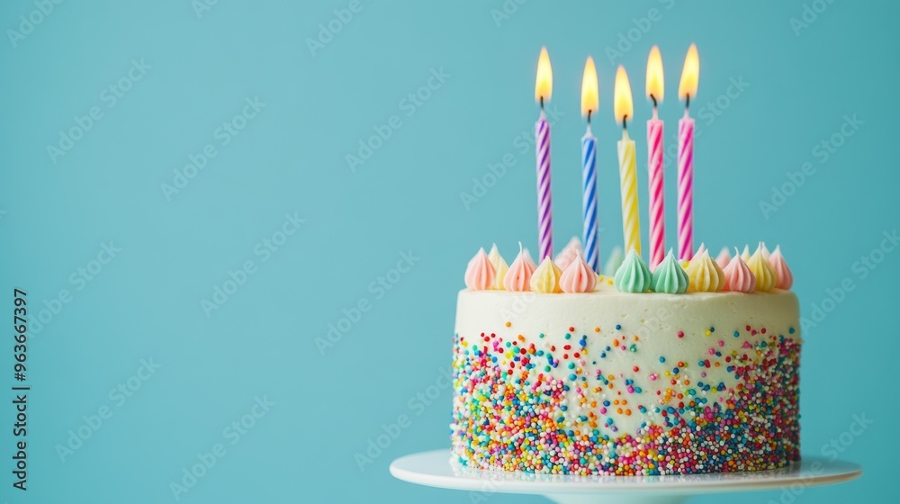 Colorful Birthday Cake with Candles Colorful Birthday Cake with Candles