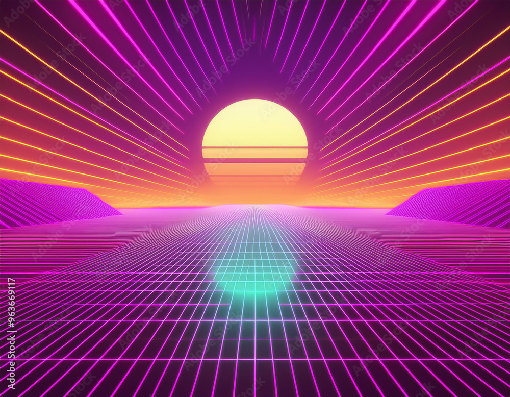 Retro Futuristic Background in a Dynamic Design Retro Futuristic Background in a Dynamic Design