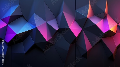 An abstract background featuring geometric shapes with gradients in vibrant colors, ideal for technology-themed presentations