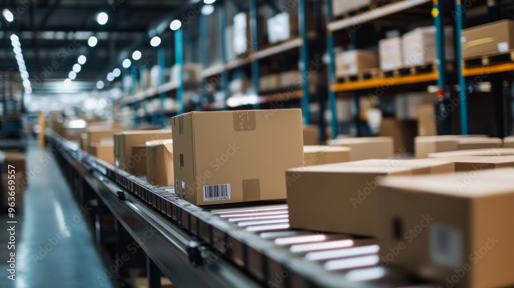 Show the process of packaging and shipping online orders, including a logistics partner. Highlight options like same-day delivery or international shipping to emphasize fulfillment efficiency. Show the process of packaging and shipping online orders, including a logistics partner. Highlight options like same-day delivery or international shipping to emphasize fulfillment efficiency.