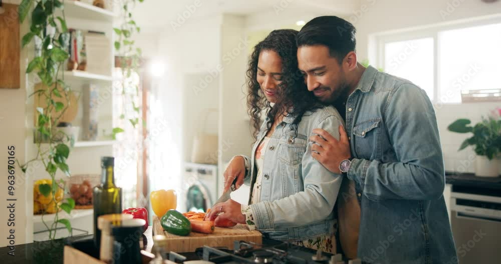Taste, happy couple and cutting vegetables for cooking food, lunch or healthy vegan meal in home kitchen. Smile, man and woman on chopping board for carrots, pepper or organic ingredients with love Taste, happy couple and cutting vegetables for cooking food, lunch or healthy vegan meal in home kitchen. Smile, man and woman on chopping board for carrots, pepper or organic ingredients with love