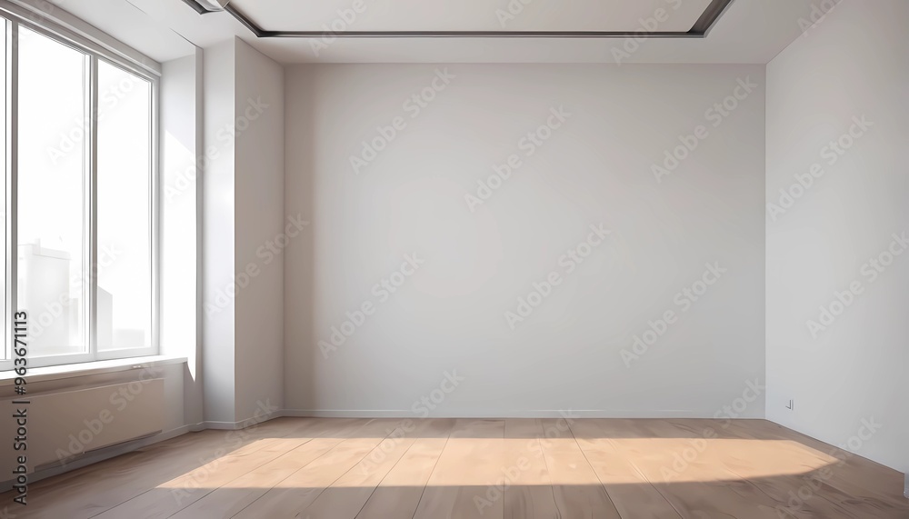 Fototapeta premium empty room with white wall and window