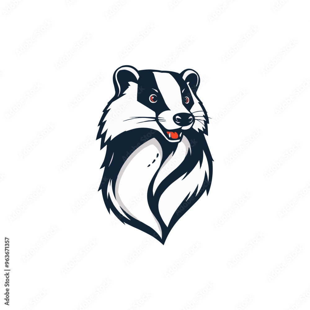Honey Badger Logo Design Vector editable illustration. black and white clip art silhouette Honey Badger Logo Design Vector editable illustration. black and white clip art silhouette