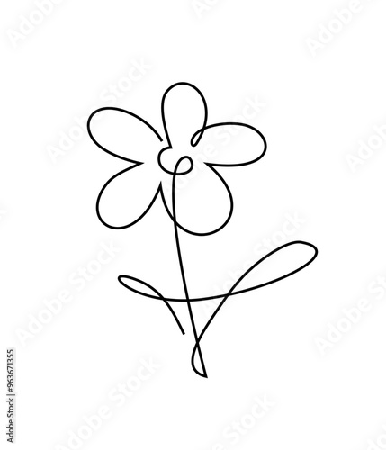 flower logo continuous one line thin. flower icon stylized isolate