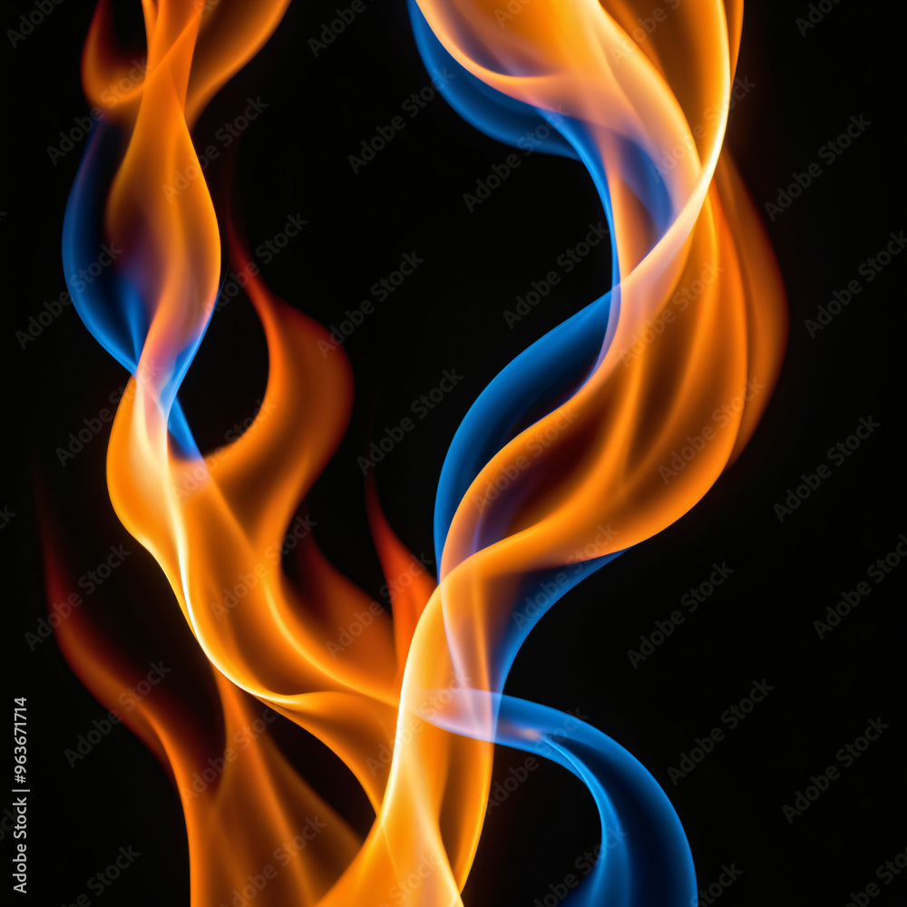 Naklejka premium Orange and Blue Flames
