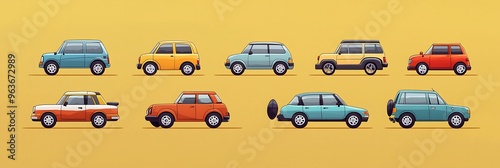 Dynamic cartoon car illustrations, vibrant and designed to captivate.