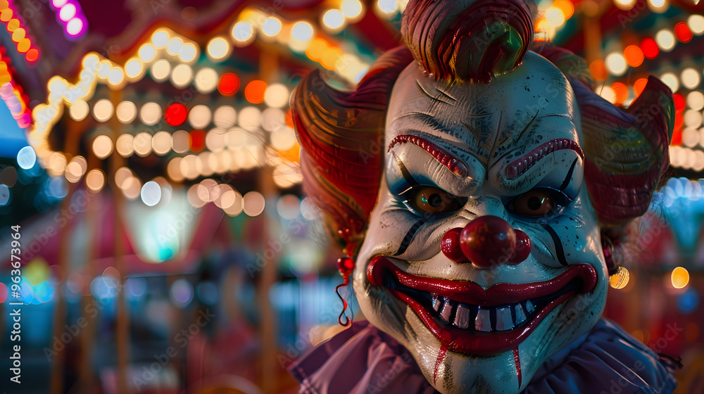 Spooky carnival with eerie clowns, dimly lit rides, and an unsettling atmosphere. Step right up. Spooky carnival with eerie clowns, dimly lit rides, and an unsettling atmosphere. Step right up.