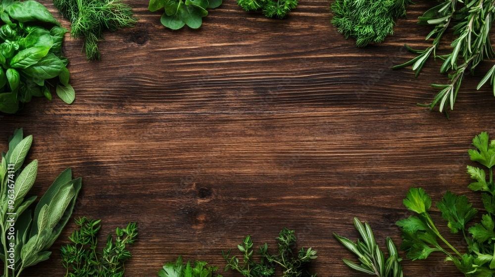 Fresh Herbs on Rustic Wood Fresh Herbs on Rustic Wood