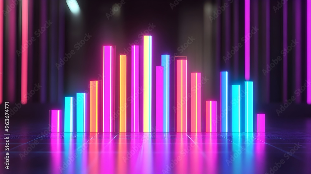 Abstract Neon Lights Background, Colorful Glowing Bars Abstract Neon Lights Background, Colorful Glowing Bars