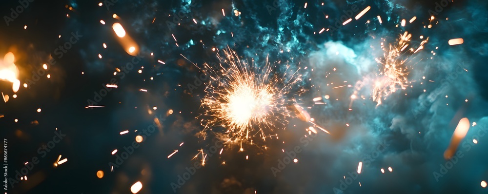 © rehan - Sparklers Burning with Smoke Against a Dark Sky © rehan - Sparklers Burning with Smoke Against a Dark Sky
