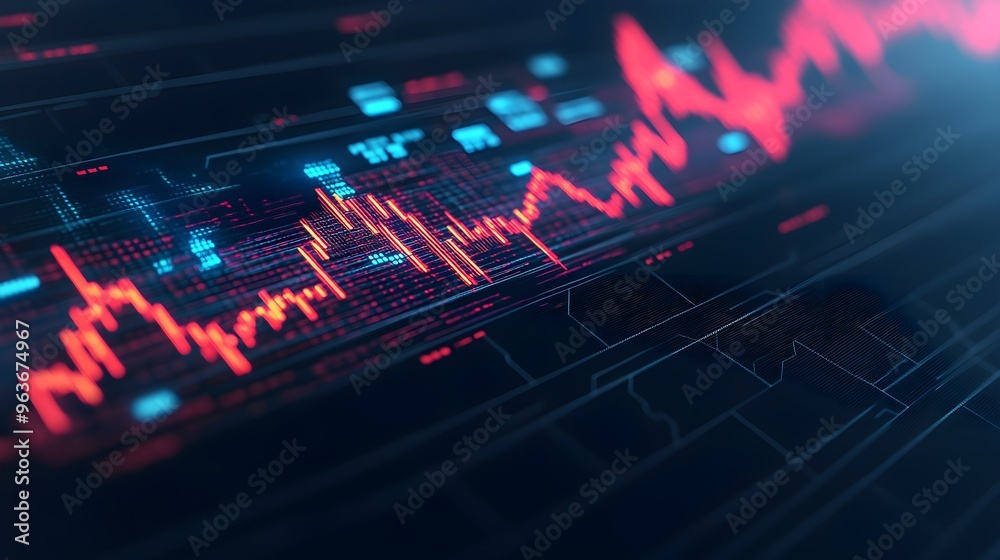 Abstract Red & Blue Digital Data Charts Abstract Red & Blue Digital Data Charts