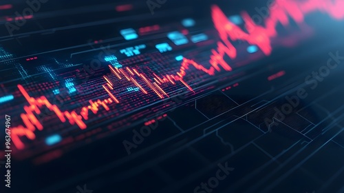 Abstract Red & Blue Digital Data Charts