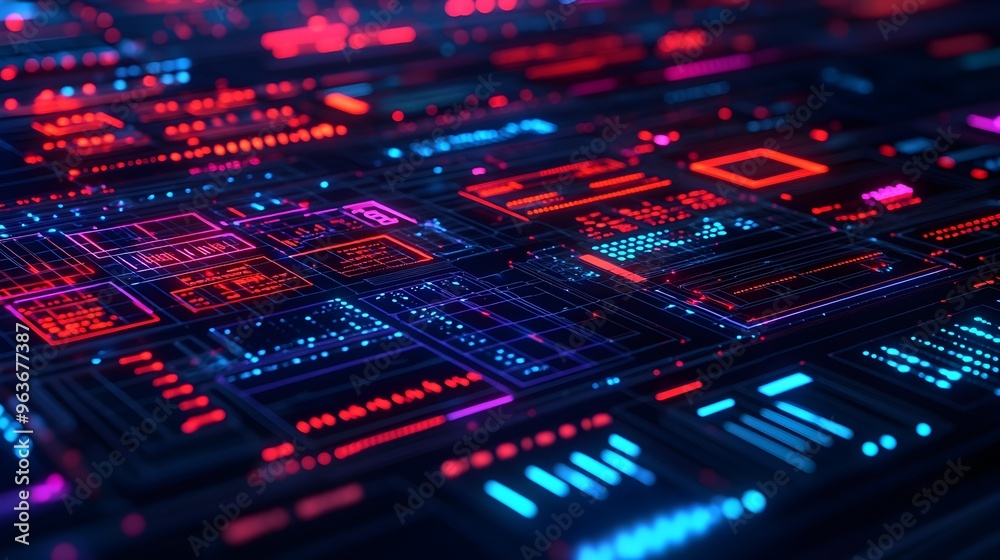 Futuristic Tech Interface with Neon Lights Futuristic Tech Interface with Neon Lights
