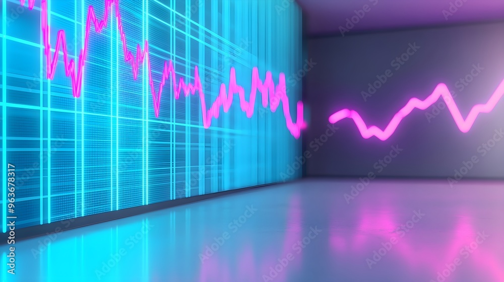 Fototapeta premium Neon Blue & Pink Lines Abstract Background