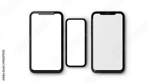 Multi-Size Smartphones on White Background