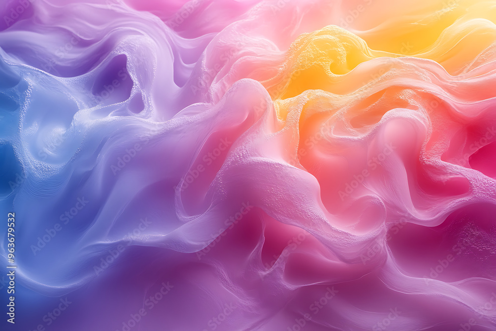 Obraz premium 3D rendering of exquisite liquid multi-colored paints swirling in water, creating a vibrant, dynamic background with fluid, artistic motion. 