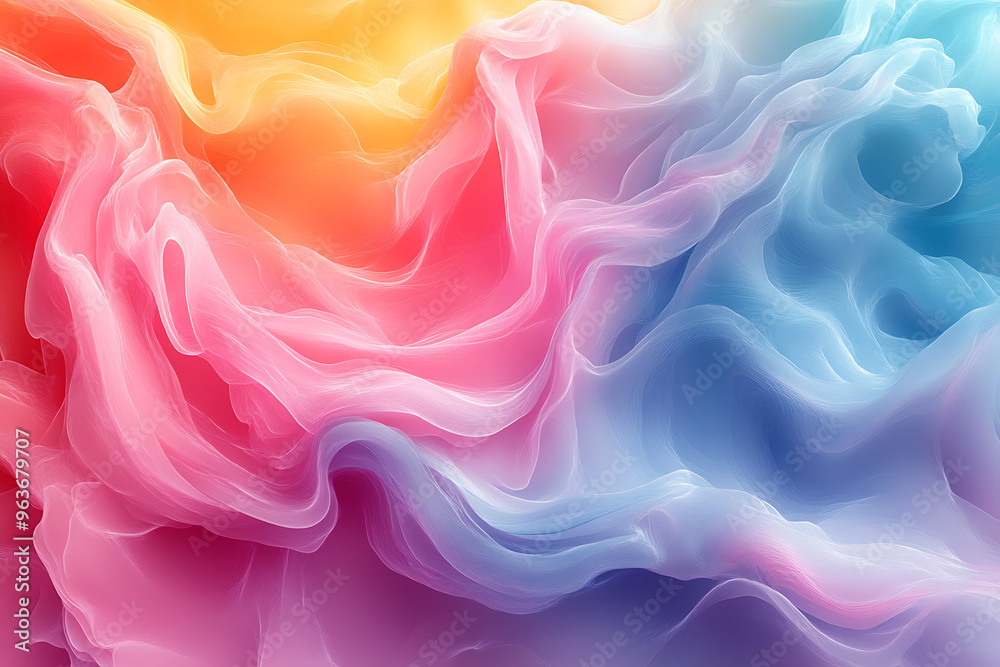 Obraz premium 3D rendering of exquisite liquid multi-colored paints swirling in water, creating a vibrant, dynamic background with fluid, artistic motion. 