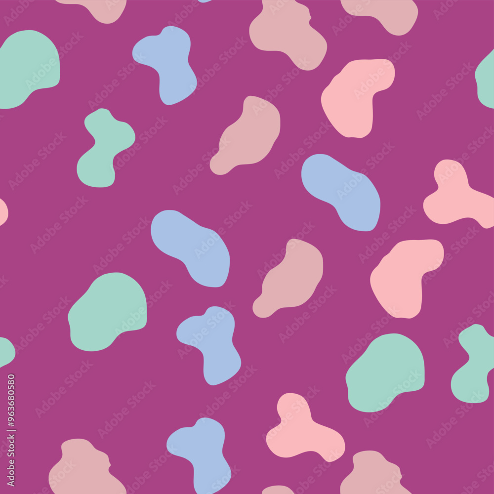 Groovy Lava Lamp Seamless Pattern. Psychedelic Fluid Drops Vector Background in 1970s Hippie Retro Style for Print on Textile, Wrapping Paper, Social Media