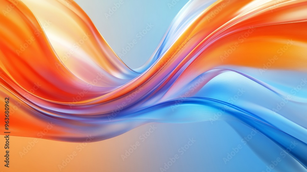 Abstract flowing waves in orange and blue Abstract flowing waves in orange and blue