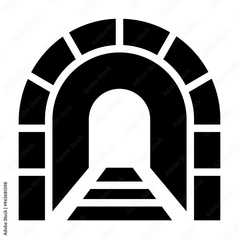 Tunnel icon representing railway infrastructure for trains to pass through. Tunnel icon representing railway infrastructure for trains to pass through.