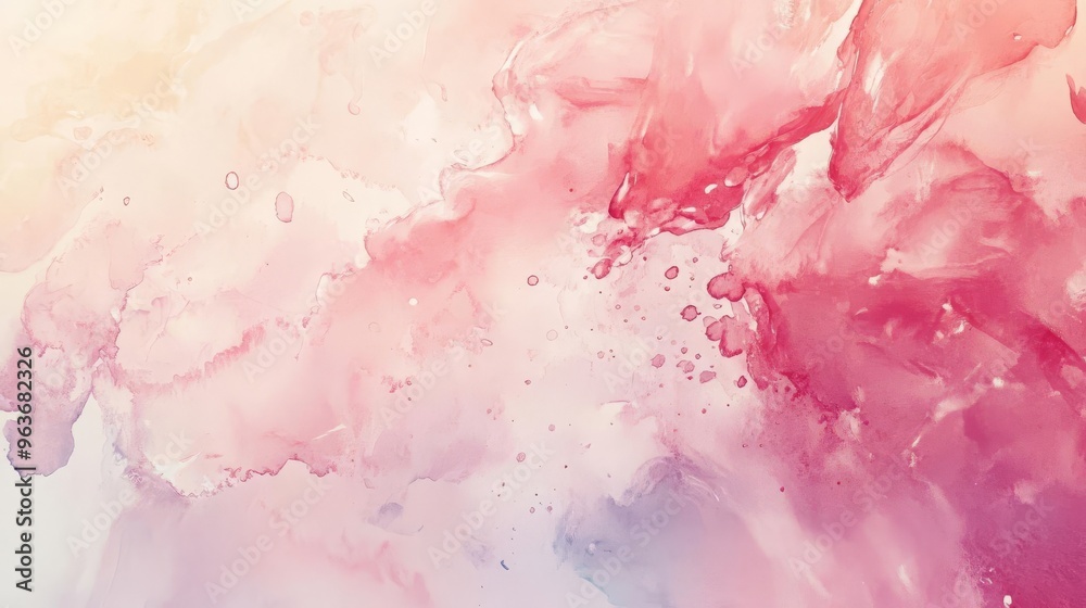 Fototapeta premium Fluid watercolor splashes blending softly, light pastel colors, liquid background, gentle and artistic design