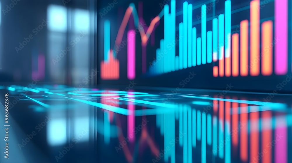Abstract Blue and Pink Financial Charts on Laptop Abstract Blue and Pink Financial Charts on Laptop