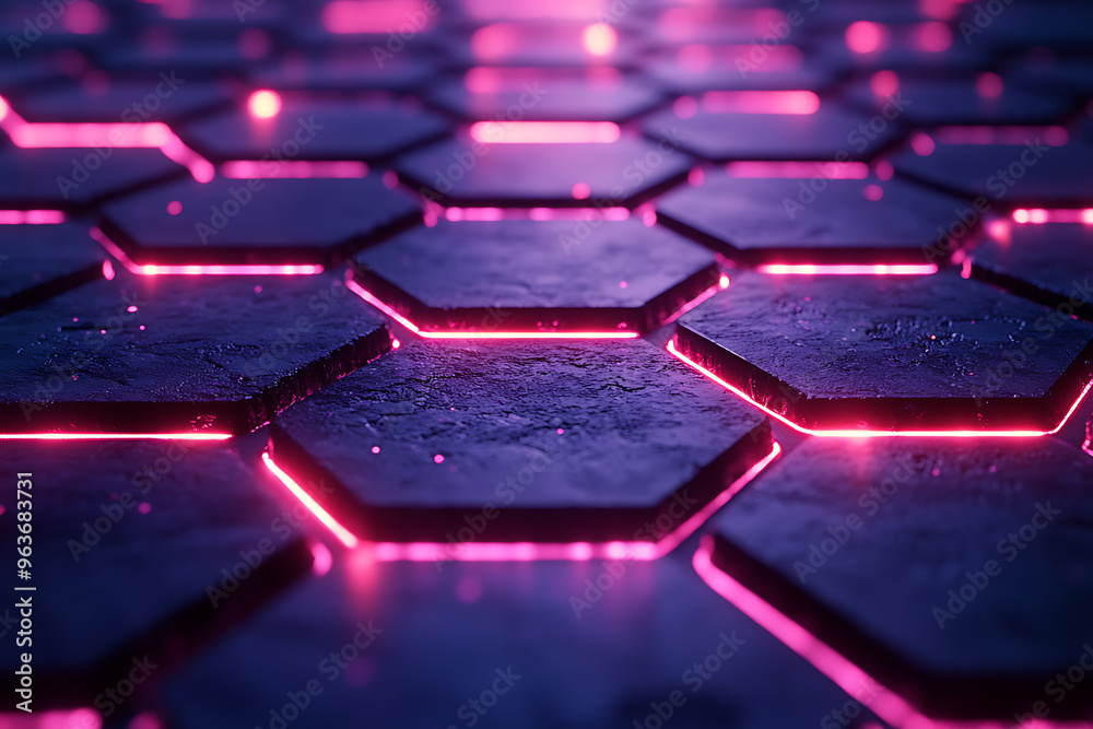 Futuristic hexagonal grid pattern with a vibrant neon glow, ideal for sci-fi themes, technology visuals, and modern digital designs.
Futuristic hexagonal grid pattern with a vibrant neon glow, ideal for sci-fi themes, technology visuals, and modern digital designs.