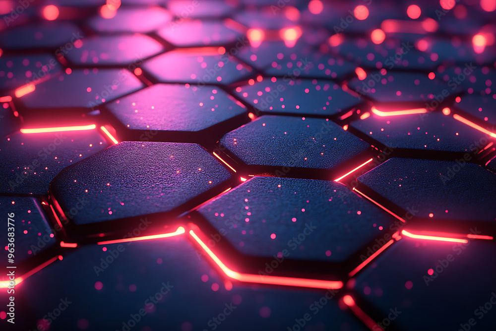 Futuristic hexagonal grid pattern with a vibrant neon glow, ideal for sci-fi themes, technology visuals, and modern digital designs.
Futuristic hexagonal grid pattern with a vibrant neon glow, ideal for sci-fi themes, technology visuals, and modern digital designs.