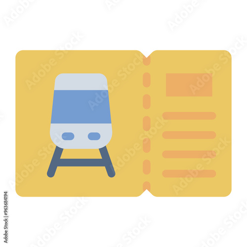 Ticket icon representing a train fare or travel ticket for railway journeys.