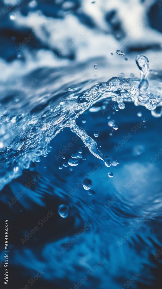 Close-up of blue water splash with Close-up of blue water splash with
