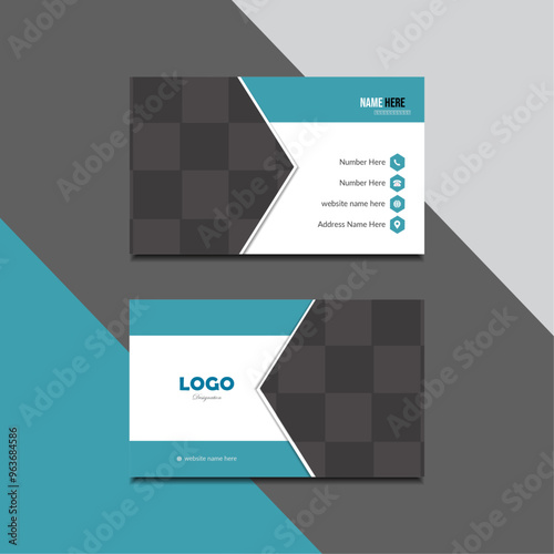 Professional business card Template, double sided abstract visiting card layout, Modern and creative  card design with mockup presentation