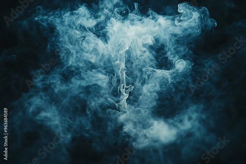 Thick, dark smoke swirling against a black background, creating an ominous and mysterious atmosphere, perfect for dramatic and intense visuals. 