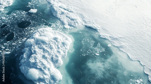 Polar ice melting at unprecedented rates, with vast ocean expanses offering space for text and branding. photo