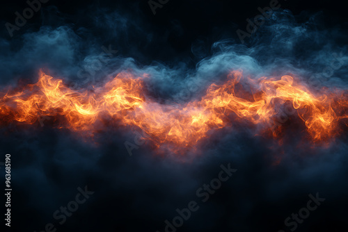 Thick, dark smoke swirling against a black background, creating an ominous and mysterious atmosphere, perfect for dramatic and intense visuals. 