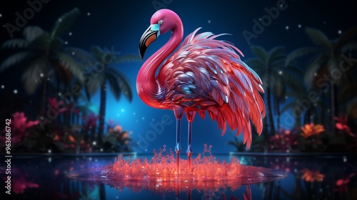 flamingo neon light photo