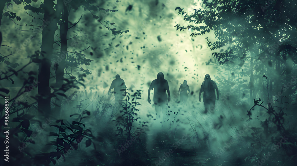 Frightening creatures lurk along a haunted trail, ready to jump out and
