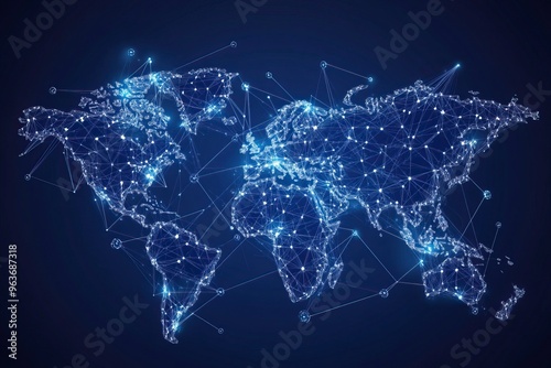 Global network connection. World map point and line composition concept of global business. Vector Illustration.generative ai