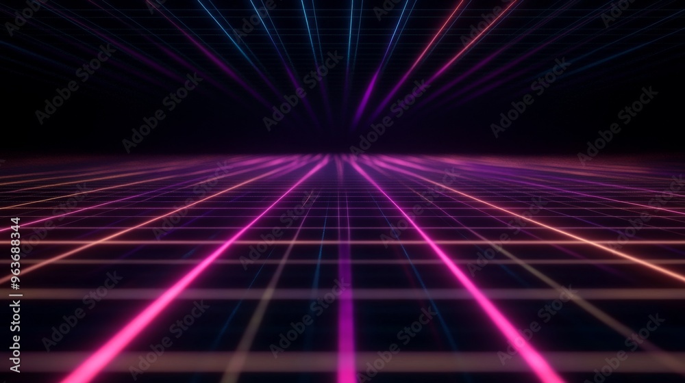 Retro Futuristic Grid Background Retro Futuristic Grid Background