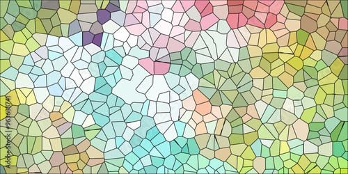 Abstract Seamless Multicolor Broken Stained-Glass Geometric Retro Tiles Pattern and Quartz Crystal Voronoi Diagram Background for Website, Fabric Printing, Brochures, Luxury/Premium Packaging	
