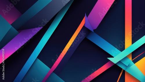 Wallpaper Mural A vibrant abstract design featuring dynamic lines and gradients against a dark background. Torontodigital.ca