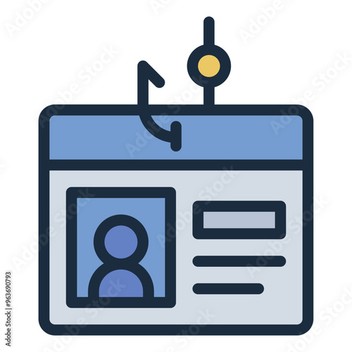 Phishing icon representing cybercrime involving identity theft and data fraud.