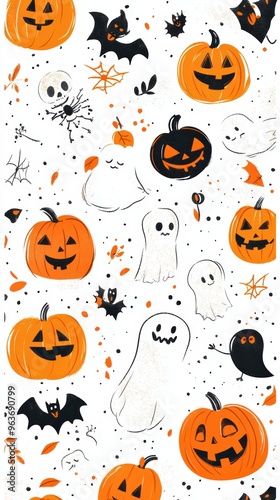 Cute Halloween Cartoon Characters for Inserting Text