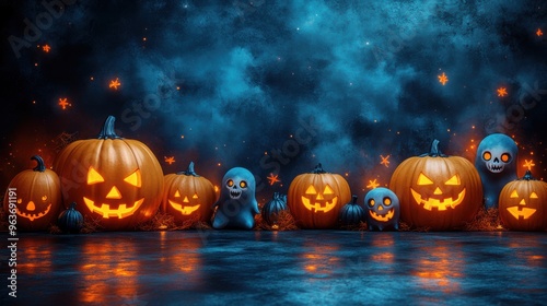 Cute Halloween Cartoon Characters for Inserting Text