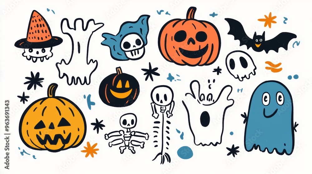 Cute Halloween Cartoon Characters for Inserting Text Cute Halloween Cartoon Characters for Inserting Text