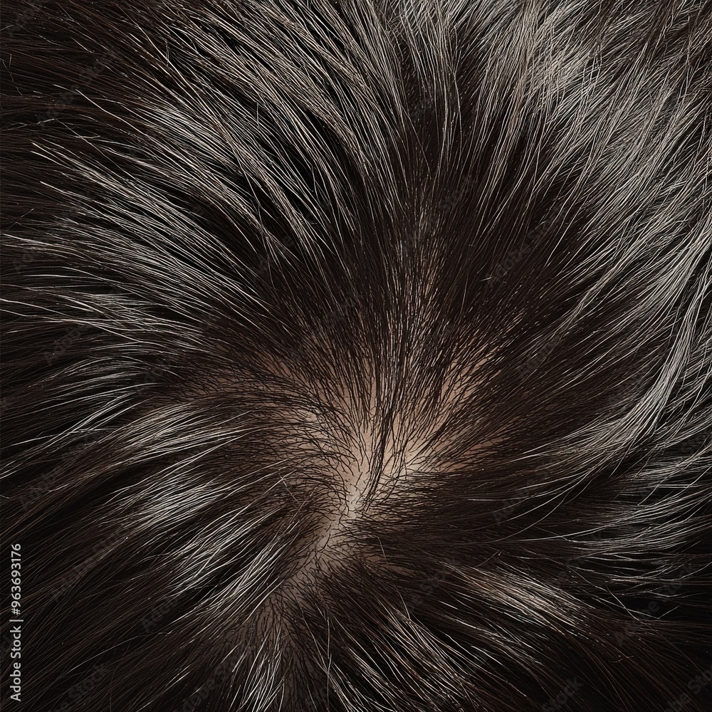 Close-up view of healthy human hair texture on a scalp in daylight Close-up view of healthy human hair texture on a scalp in daylight