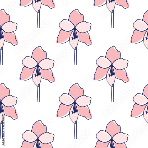 flowers modern simplicity vector illustration. One line seamless modern pattern.
